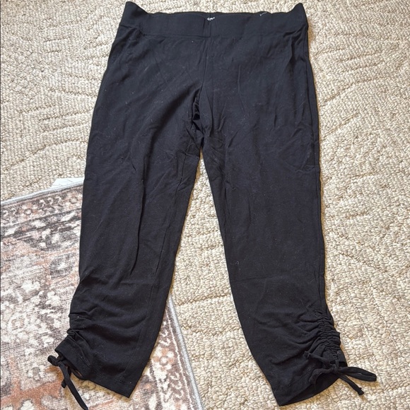 Black Cropped Pants with Drawstring Hem - Picture 1 of 3